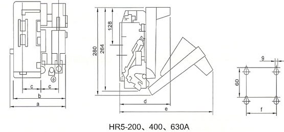 HR5-200\400\630A的外型安装尺寸