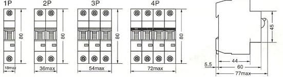 DHM18-63系列高分断小型断路器的外型尺寸