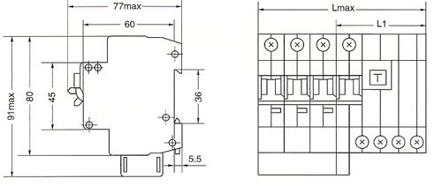 SRM18LE(L7)系列漏电断路器的安装示意图