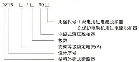 DZ15系列塑料外壳式断路器的型号及含义