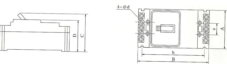 DZ20L系列漏电断路器外型及安装尺寸