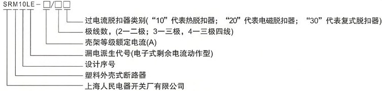 SRM10LE系列漏电断路器的型号及含义