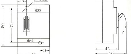 DZL18-32漏电断路器的外型及安装尺寸