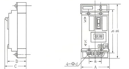 DZ25LE系列漏电断路器的安装示意图