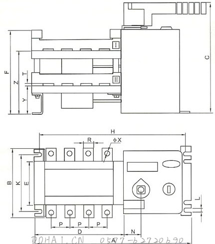 HGLD-32~1600A双电源开关的安装示意