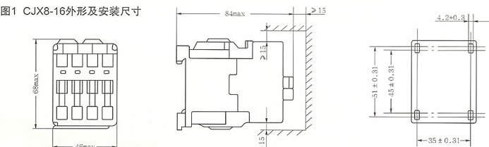 CJX8-16外形及安装尺寸