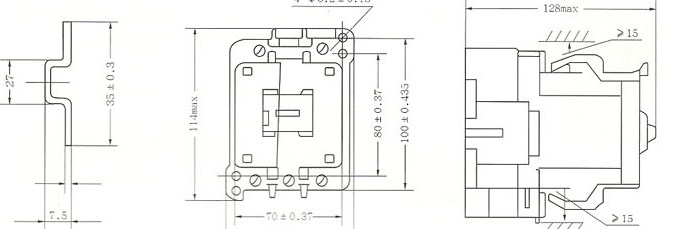 CJX8-9～30用安装导轨     CJX-37~45外形及安装尺寸