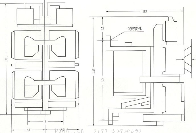 CZO-40C、CZO-40D、CZO-40C/22、CZO-100C直流接触器的安装图