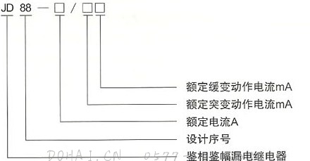 JD88鉴相鉴幅无声运行漏电继电器的型号及含义