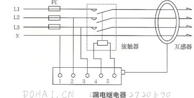 JD88鉴相鉴幅无声运行漏电继电器的接线图