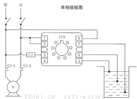 JYB晶体管液位继电器的接线图