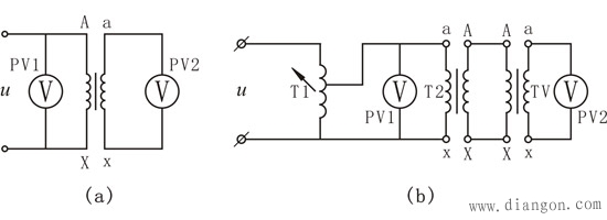 用双电压表法丈质变比的原理图