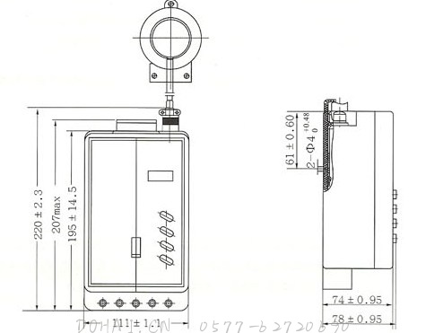JD88鉴相鉴幅无声运行漏电继电器的外型及安装尺寸